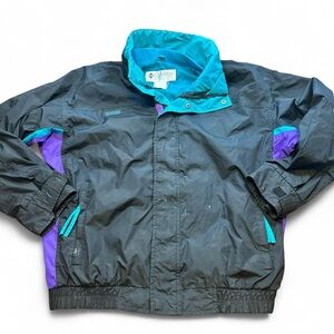 Vintage Columbia Men’s Bugaboo Black and Purple Winter Ski Jacket Size XL